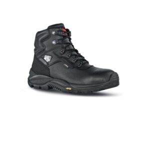upower drop gtx s calzado de seguridad botines talla 43 piel flor suave hidrofugo, impermeable y transpirable, puntera composite, antiperforacion, suela antideslizante pu/vibram, proteccion s7s ci hi hro fo sr color negro