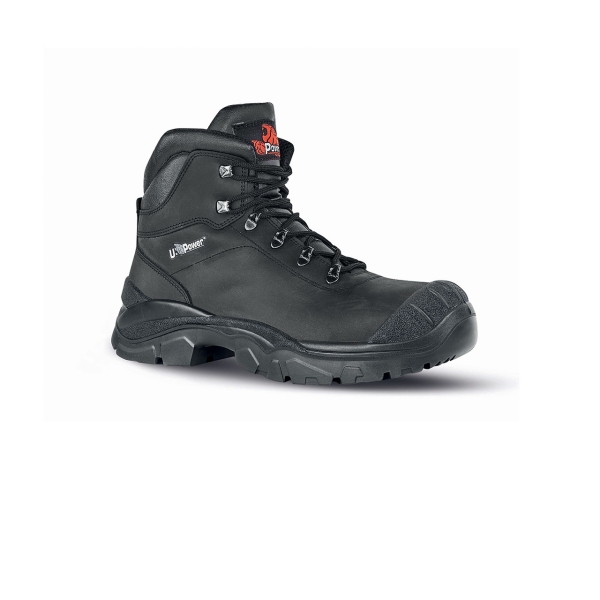upower terranova uk s calzado de seguridad botines talla 42 empeine piel pull up hidrofugo, inserciones mesh transpirable, puntal airtoe composite, antiperforacion, antideslizante, suela resistente, proteccion s3s fo sr color negro