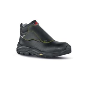 upower bulls l calzado de seguridad altos talla 47 empeine piel grana mina hidrofugo, puntal composite, hoja acero ergonomico, antiperforacion, antideslizante, suela pu/vibram, proteccion s3 hi hro fo sr color negro