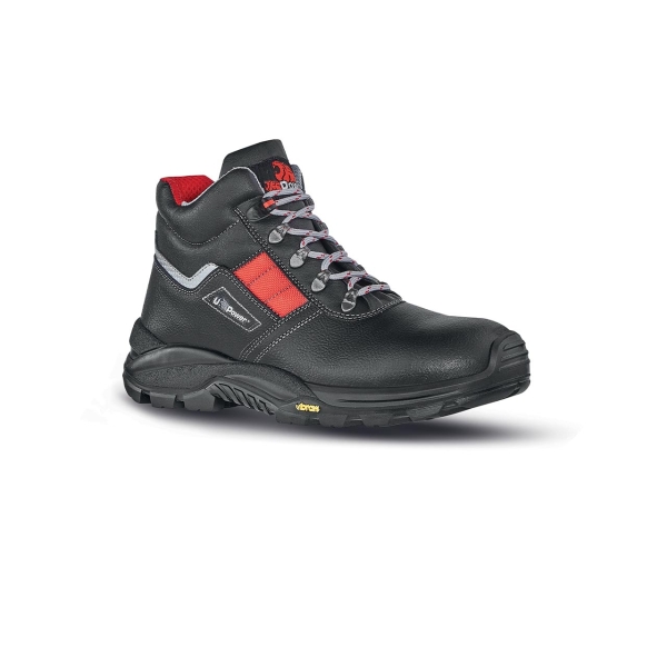 upower gravel s rs calzado de seguridad botines talla 41 empeine piel flor grana mina, hidrofugo, puntal composite, antiperforacion, suela antideslizante pu/vibram, proteccion s3s ci hi hro fo sr color negro