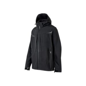upower verve chaqueta tecnica softshell talla xl interior micro fleece con grafeno, capucha desmontable, repelente al agua, detalles reflectantes, multiples bolsillos con cremallera color negro