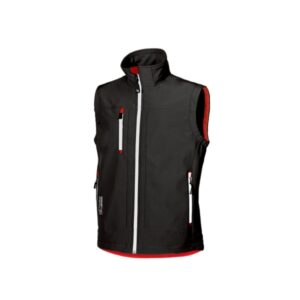 upower climb chaleco de trabajo soft shell talla s tejido elastico transpirable, resistente al viento y agua, bolsillo para movil con cremallera, proteccion dpi1 color negro carbon