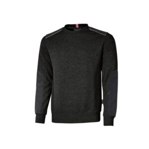 upower ryke sudadera cepillada cuello redondo talla m bolsillo en antebrazo, refuerzos en codos y hombros, elementos reflectantes, proteccion dpi1 color negro carbon