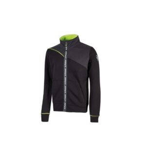 upower uranus sudadera sin capucha con cremallera central talla m a prueba de agua, puños y fondo acanalado elasticos, insertos en piping fluo, proteccion dpi1 color negro carbon
