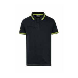 upower way polo hombre manga corta talla l algodon stretch, ajuste slim fit, ribetes en contraste, cierre tres botones, aberturas laterales, proteccion dpi1 color negro carbon
