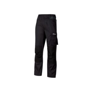 upower mallorca pantalon de trabajo ergonomico talla 4xl algodon elastico, cintura elastica, multiples bolsillos, refuerzos estrategicos, cinta reflectante, triple costura color negro carbon