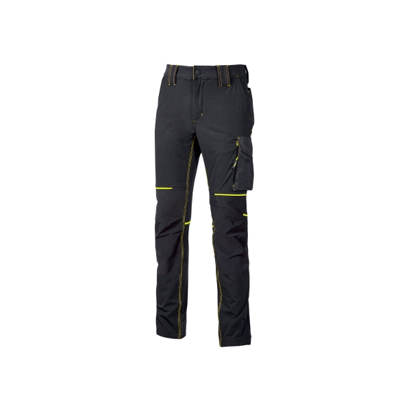 upower world pantalon resistente y transpirable talla 3xl tejido u 4 stretch, secado rapido, bolsillos funcionales, ajuste retractil, costuras triples, proteccion dpi1 color negro carbon