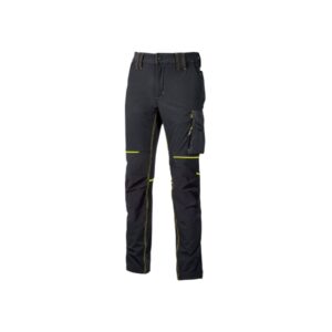 upower world pantalon stretch resistente talla s transpirable, secado rapido, bolsillos multiples, ajuste retractil, detalles reflectantes, proteccion dpi1, costuras triples color negro carbon