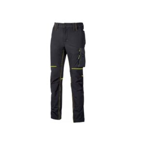 upower world lady pantalon stretch resistente talla s transpirable y de secado rapido, multiples bolsillos funcionales, ajuste retractil, detalles reflectantes, proteccion dpi1 color negro carbon