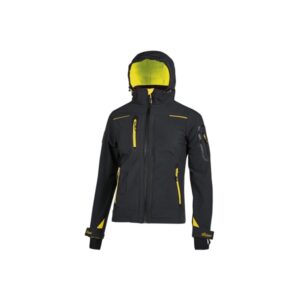 upower space lady chaqueta softshell talla l membrana u tex, repelente al agua, a prueba de viento, forro micropolar, capucha desmontable, bolsillos avanzados, proteccion dpi1 color negro carbon