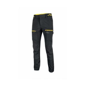 upower horizon pantalones de trabajo elasticos talla 3xl tejido u 4, corte jogging, impermeables, transpirables, secado rapido, multibolsillo, proteccion lumbar, cinta reflectante, dpi1 color negro carbon