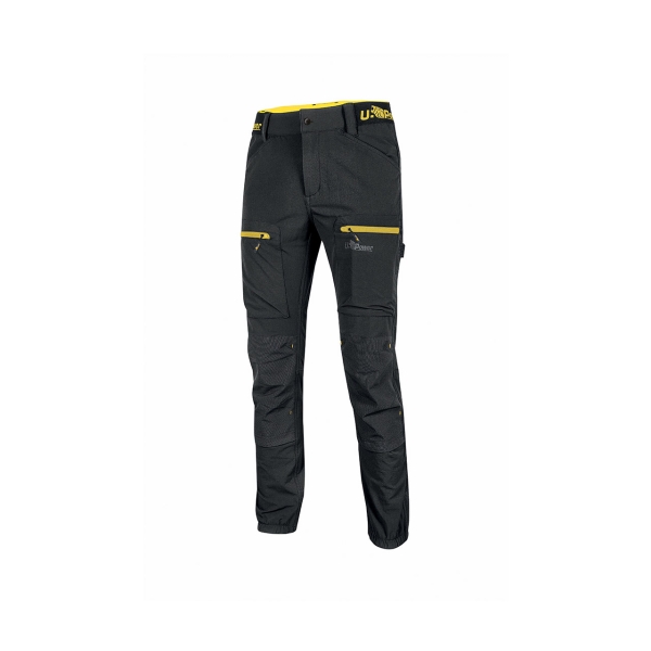 upower harmony pantalones de trabajo de verano talla l tejido elastico u 4 way stretch, impermeables, secado rapido, transpirables, refuerzos resistentes, bolsillos multiples, detalles reflectantes color negro carbon