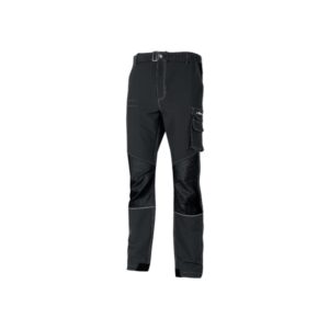 upower ibiza pantalon de trabajo confortable talla m tejido tecnico elastico, bolsillos inteligentes, cinturon integrado, detalles reforzados, cinta reflectante, triple costura color negro carbon