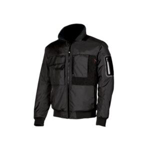upower mate bomber de trabajo con mangas desmontables talla l impermeable, interior de microfibra, bolsillos con tecnologia avanzada, refuerzos anti desgaste, proteccion dpi1 color negro carbon