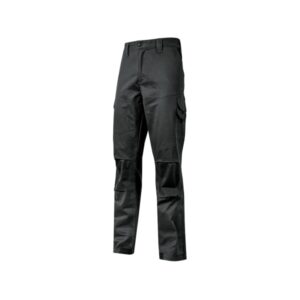 upower belgrado pantalon de trabajo resistente talla 4xl tela elastica, lavable a alta temperatura, multiples bolsillos, cintura elastica, proteccion lumbar, rodillas preformadas color negro carbon