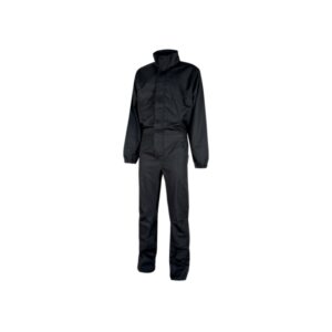 upower roma mono de trabajo con tejido policoton mechanical stretch talla 2xl multiples bolsillos, cintura y puños elasticos, rodillas preformadas, triple costura color negro carbon