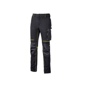upower atom pantalon de tejido elastico talla m resistente y transpirable, repelente al agua, bolsillos multifuncionales, proteccion lumbar, protector de rodilla certificado color negro carbon