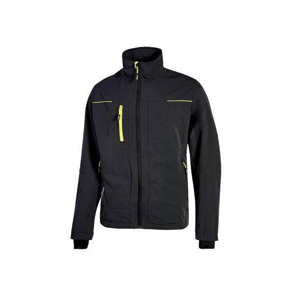 upower pluton chaqueta de tela resistente talla 3xl suave, repelente al agua, transpirable, secado rapido, multiples bolsillos, capuchon retractil, puños a prueba de viento, proteccion dpi1 color negro carbon