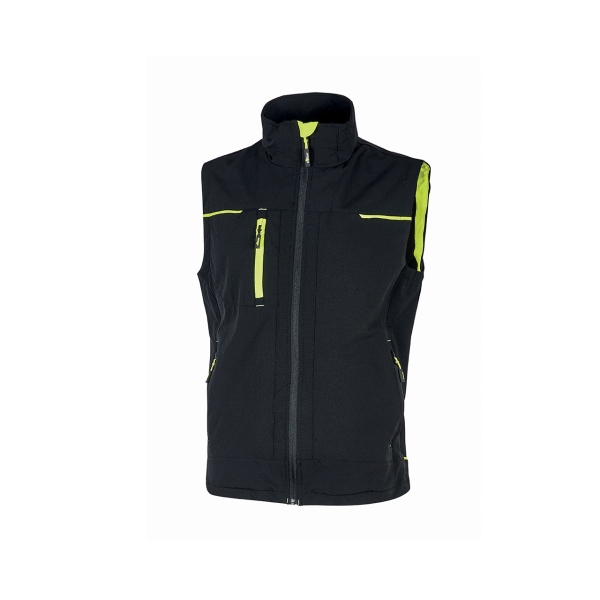 upower saturn chaleco de tela resistente talla 2xl suave, repelente al agua, transpirable, secado rapido, bolsillos practicos, detalles reflectantes, proteccion dpi1 color negro carbon