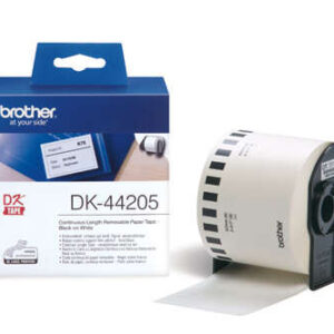 brother dk44205 etiquetas removibles originales de tamaño personalizado ancho 62mm x 30,48 metros texto negro sobre fondo blanco