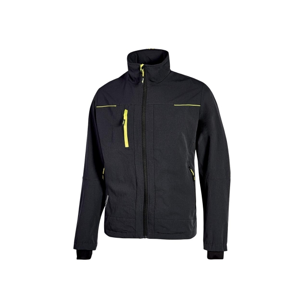 upower pluton lady chaqueta de tela resistente talla m suave, repelente al agua, transpirable, secado rapido, multiples bolsillos, capuchon retractil, puños a prueba de viento, proteccion dpi1 color negro carbon