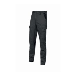 upower guapo pantalones de trabajo de algodon elastico talla s bolsillos multifuncionales, cierre resistente, proteccion lumbar, detalles reflectantes, triple costura, dpi1 color negro carbon