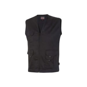 upower chica chaleco multibolsillos de algodon elastico talla l ligero, cierre cremallera, espacio personalizacion, bolsillos con solapa y velcro, gancho porta credenciales color negro carbon