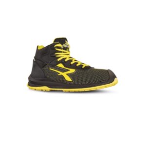 upower domingo s calzado de seguridad altos talla 40 proteccion maxima, parte superior resistente a la abrasion, puntera airtoe composite, suela antideslizante, proteccion contra frio color negro/amarillo