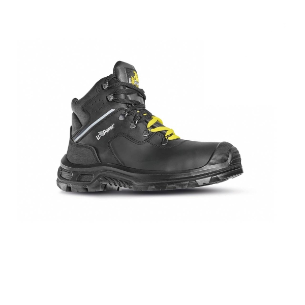 upower quill l esd calzado de seguridad antiestaticos talla 46 piel pull up hidrofuga, resistencia a abrasion y traccion, punta airtoe composite, sistema anti perforacion, forro transpirable, proteccion s3s ci fo sr color negro/amarillo