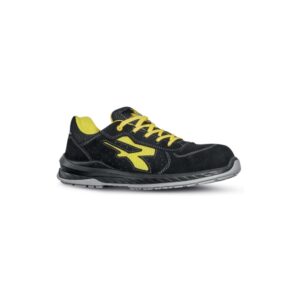 upower vortix s esd calzado de seguridad ligero y resistente talla 41 gamuza perforada, suela antideslizante, resistente al aceite, antiabrasion, puntera airtoe composite color negro/amarillo