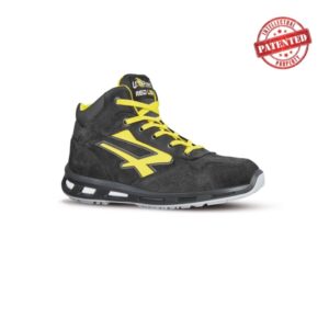 upower shot s esd calzado de seguridad altos talla 39 cuero nubuck resistente, puntera de aluminio ligera, hidrofugos, antiarrugas, antideslizantes, suela de poliuretano, proteccion s3s ci fo sr color negro/amarillo