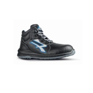 upower tenerife s calzado de seguridad hidrofugos talla 41 piel flor grana mina, suela vibram antideslizante, resistente al aceite, puntera airtoe composite, sistema antiperforacion color negro/azul
