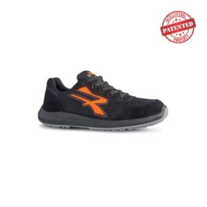 upower atos s esd calzado de seguridad bajos talla 41 puntera de aluminio, suela antideslizante, antiarrugas, proteccion s1ps fo sr, parte superior de nailon y gamuza color negro/naranja