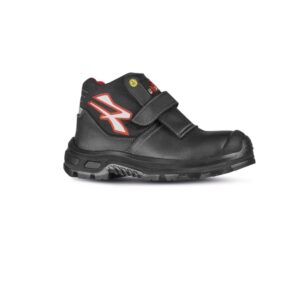 upower dubai uk s esd calzado de seguridad con velcro talla 42 piel flor grana mina hidrofuga, puntera airtoe composite, antiperforacion, antideslizantes, suela pu/pu color negro/rojo