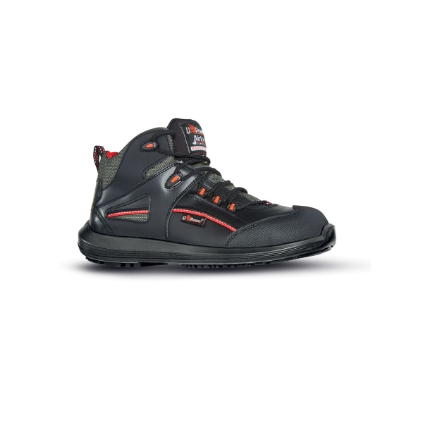 upower teak s esd calzado de seguridad botines talla 39 empeine piel flor, hidrofugo, puntera antiabrasion, inserciones mesh, airtoe composite, suela antideslizante pu/pu, proteccion s3s fo sr color negro/rojo
