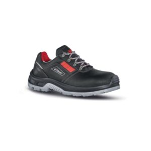 upower elect s calzado de seguridad bajos talla 39 empeine piel flor grana mina, hidrofugos, puntal composite, antiperforacion, suela antideslizante, proteccion s3s fo sr color negro/rojo