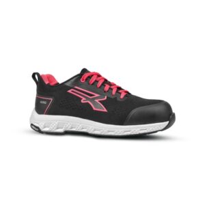 upower maya esd calzado de seguridad talla 40 corte u knit elastico, puntera fibertoe, plantilla antiperforacion ultraligera, suela eva, proteccion s1ps hi hro fo sr color negro/rosa