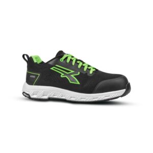 upower aton esd zapato bajo de seguridad talla 47 proteccion s1ps hi hro fo sr, u knit elastico, puntera fibertoe, plantilla antiperforacion, suela eva y caucho color negro/verde