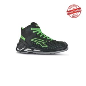 upower harry s esd calzado de seguridad altos talla 48 resistencia a la abrasion, impermeables y transpirables, escudo anti impactos, puntera de aluminio, suela antideslizante, proteccion s3s ci fo sr color negro/verde