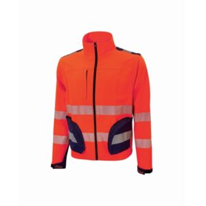 upower bea cazadora de trabajo alta visibilidad talla 4xl mangas separables, bolsillos funcionales, bandas reflectantes termoselladas, ajuste regulable, proteccion dpi2 color rojo fluorescente