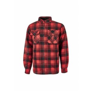 upower willow camisa de felpa acolchada talla 2xl interior guateado, bolsillos funcionales, cierre botones a presion, proteccion dpi1, cuello con cierre velcro color rojo magma y negro