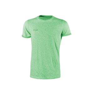 upower fluo camiseta de manga corta talla m algodon flameado, tejido slub cotton, transpirable, ajuste slim fit, cuello redondo acanalado, logotipo bordado color verde fluorescente