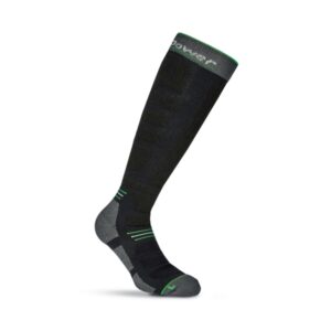 upower zenith calcetines largos de trabajo talla s tecnologia de compresion gradual, soporte en tobillos, canales de ventilacion, costuras planas, refuerzos antidesgaste color verde fluorescente