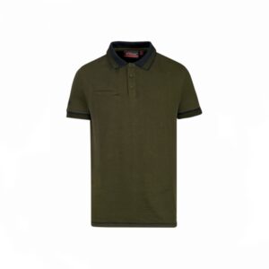 upower way polo hombre manga corta talla l algodon stretch, ajuste slim fit, ribetes en contraste, cierre tres botones, aberturas laterales, proteccion dpi1 color verde oscuro