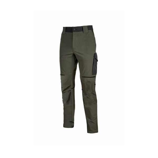 upower world pantalon elastico y resistente talla s repelente al agua, transpirable, secado rapido, multiples bolsillos funcionales, cintura ajustable, detalles reflectantes, proteccion dpi1 color verde oscuro