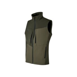 upower brio chaleco de trabajo softshell talla 5xl repelente al agua, interior de microfleece, tecnologia de grafeno, multiples bolsillos, detalles reflectantes, cremallera waterproof color verde oscuro