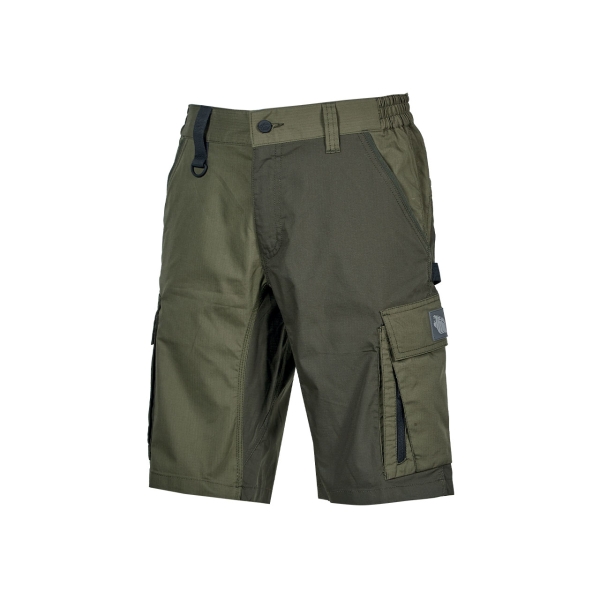 upower solaris bermudas cargo funcionales talla xl tejido ripstop elastico, multibolsillos, detalles reflectantes, proteccion lumbar, ajuste seguro color verde oscuro