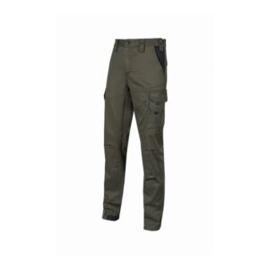 upower guapo pantalones de trabajo de algodon elastico talla 3xl bolsillos multifuncionales, cierre resistente, proteccion lumbar, rodillas preformadas, triple costura, dpi1 color verde oscuro