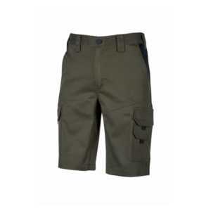 upower bonito pantalones cortos de trabajo de algodon elastizado talla 5xl cinturilla elastica, bolsillos multifuncionales, cierre cremallera, proteccion dpi1, costuras reforzadas color verde oscuro