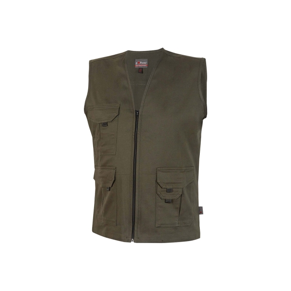 upower chica chaleco multibolsillos de algodon elastico talla 2xl ligero, cierre cremallera, espacio personalizacion, bolsillos multifuncionales con velcro color verde oscuro